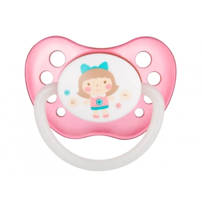 Пустышка анатомическая латексная Toys, 0-6 мес, цвет: розовый (23/259)