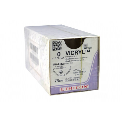 Викрил фиолет M3.5 (0) 75см, игла кол MH-1+ 31mm 1/2c (Ethicon) арт. W9138
