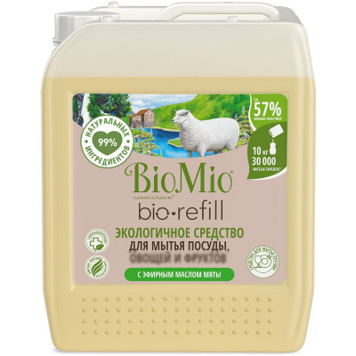 Эко средство для мытья посуды BioMio® BIO-CARE, концентрат, мята, 10 л Эко средство для мытья посуды BioMio® BIO-CARE, концентрат, мята, 10 л