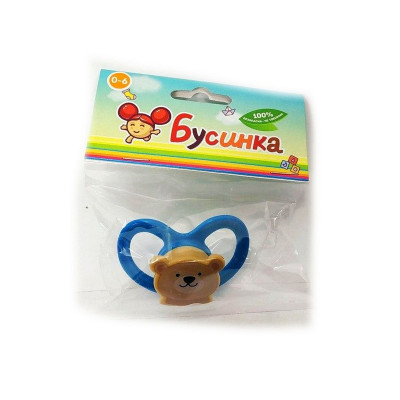 Бусинка Пустышка Животные , соска силиконовая с прикусом арт.425 (0-6)