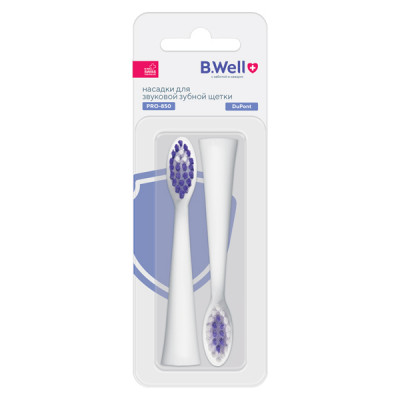Насадки для звуковых щеток B.Well PRO-850, 2 шт, белые Насадки для звуковых щеток B.Well PRO-850, 2 шт, белые