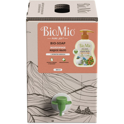Эко жидкое мыло BioMio® BIO-SOAP с маслом абрикоса, экобокс, 3 л