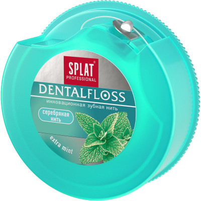 Зубная нить супертонкая SPLAT® Professional DentalFloss c волокнами серебра, мята, 30 м
