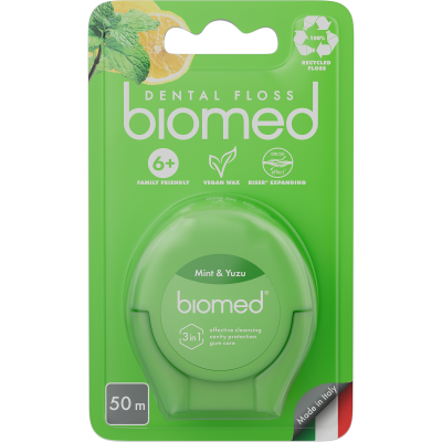 Комплексная объемная зубная нить BIOMED c ароматом мяты-юдзу, 50 м