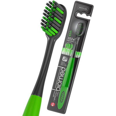 Зубная щётка Biomed® Black c древесным углем, средняя жесткость, зеленая Зубная щётка Biomed® Black c древесным углем, средняя жесткость, зеленая