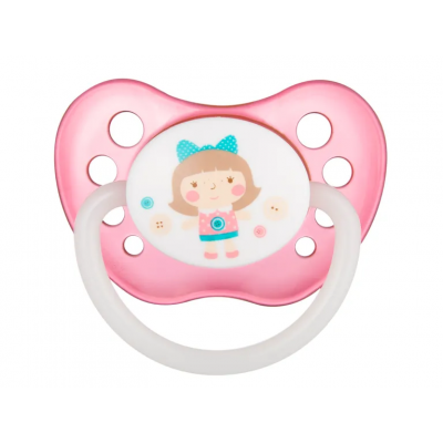 Пустышка анатомическая латексная Toys, 0-6 мес, цвет: розовый (23/259)