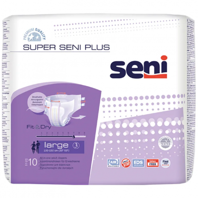 Подгузники для взрослых Super Plus Large (большие) Seni (СЕНИ) №10