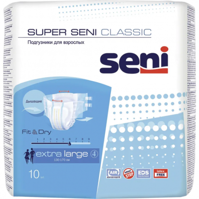 Сени подгузники для взрослых закрытого типа SUPER SENI CLASSIC, Extra Large, №10