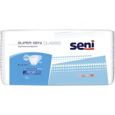 Сени подгузники для взрослых закрытого типа SUPER SENI CLASSIC, Large, №30