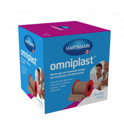 Пластырь Omniplast катушка 5см х 5м телесный (Hartmann) арт. 900442 Пластырь Omniplast катушка 5см х 5м телесный (Hartmann) арт. 900442
