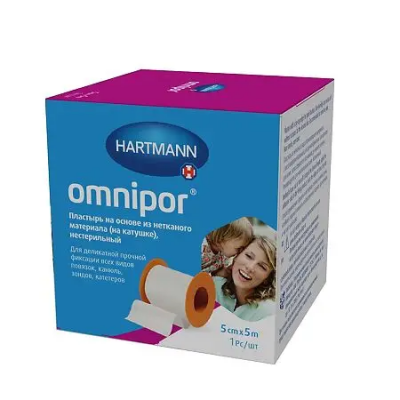 Пластырь Omnipor 5см х 5м на катушке, белый (Hartmann) арт. 900438 Пластырь Omnipor 5см х 5м на катушке, белый (Hartmann) арт. 900438